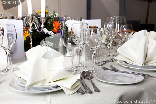 Image of Stylish white table setting