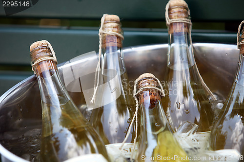 Image of Champagne cooling in an ice bucket