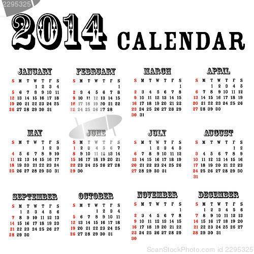 Image of 2014 calendar