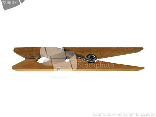 Image of Wooden clothespin on white background