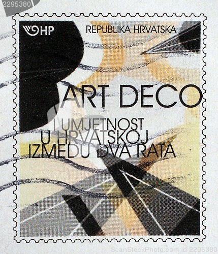Image of Stamp printed in Croatia shows Exhibition of Art Deco in Zagreb