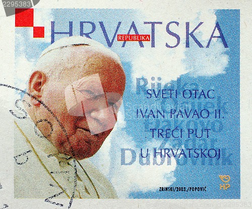 Image of Stamp printed in Croatia dedicated to the visit of Pope John Paul II to Croatia