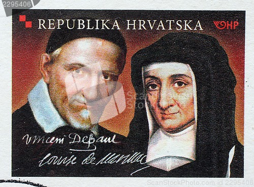 Image of Stamp printed in Croatia dedicated to St. Vincent de Paul and Louise de Marillac