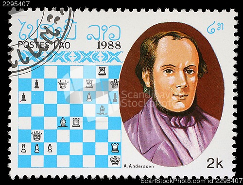 Image of Stamp printed in Laos, shows A. Anderssen, Chess Champion