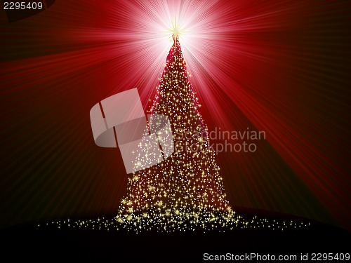 Image of Abstract golden christmas tree on red. EPS 10