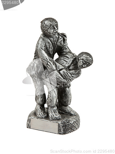Image of Very old trophy in the shape of two man, judo