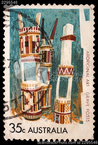 Image of Stamp printed in the Australia shows Grave-posts