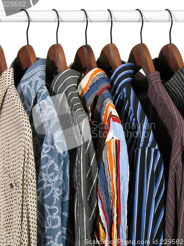 Image of Colorful clothes on a rack
