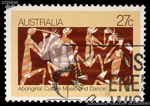 Image of Stamp printed in Australia shows Aboriginal culture, music and dance