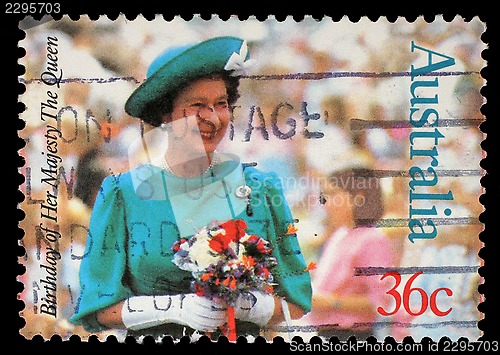 Image of Stamp printed by Australia, shows Queen Elizabeth II