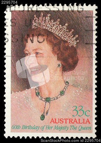 Image of Stamp printed by Australia, shows Queen Elizabeth II