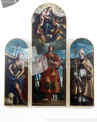 Image of Saint Lawrence with the Virgin, Christ and angels, St. John the Baptist and the St. Nicholas