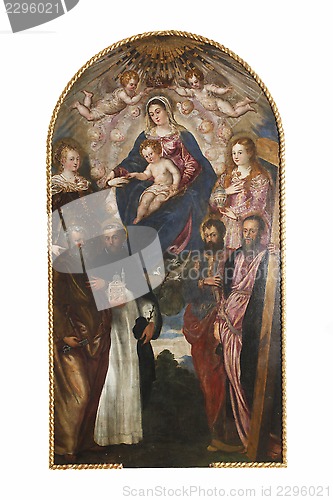 Image of Madonna and Child, St. Catherine, St. Mary Magdalene, St. Peter, St. Dominic, St. Paul and St. Andrew 