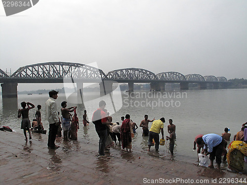 Image of Morning ritual on the Hoogly(Ganges) river in Kolkata