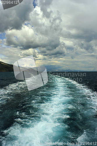 Image of Adriatic seascape with ship trace