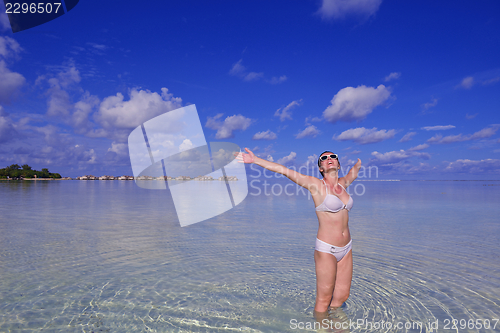 Image of happy woman enjoy  summer time