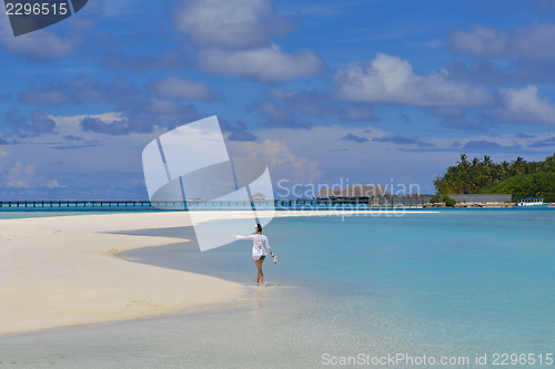 Image of happy woman enjoy  summer time