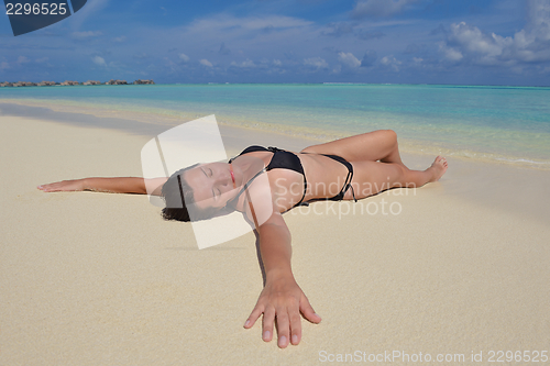 Image of happy woman enjoy  summer time