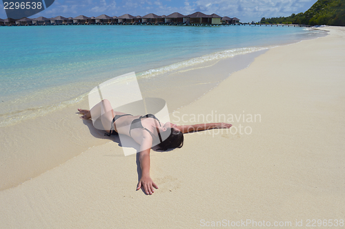 Image of happy woman enjoy  summer time