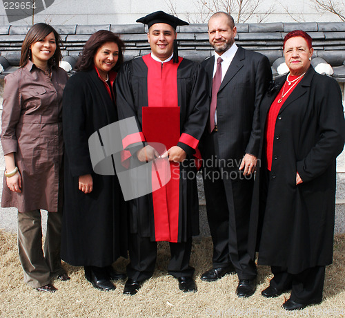 Image of Happy university graduate with his parents. International studen