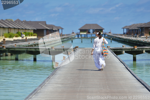 Image of happy woman enjoy  summer time