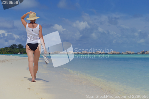 Image of happy woman enjoy  summer time