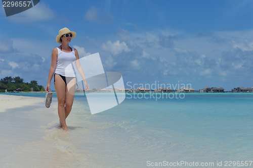Image of happy woman enjoy  summer time