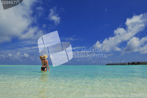 Image of happy woman enjoy  summer time