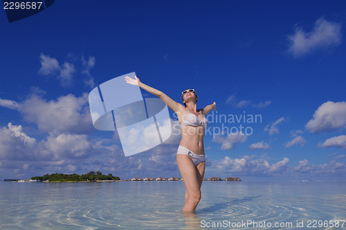 Image of happy woman enjoy  summer time