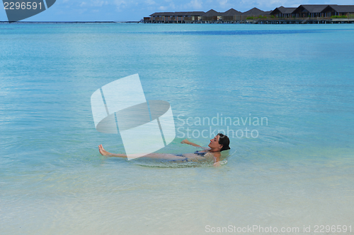 Image of happy woman enjoy  summer time
