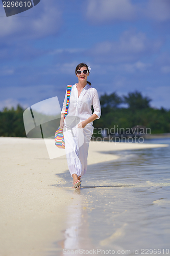 Image of happy woman enjoy  summer time