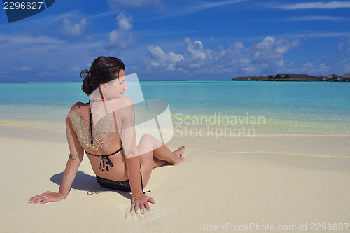 Image of happy woman enjoy  summer time