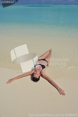 Image of happy woman enjoy  summer time