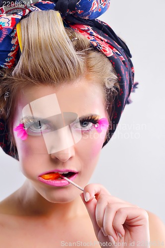 Image of Beautiful Woman with  Luxury Makeup