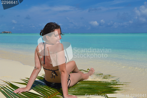 Image of happy woman enjoy  summer time