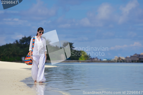 Image of happy woman enjoy  summer time