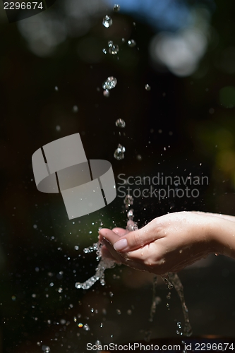 Image of water stream on woman hand