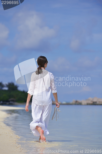 Image of happy woman enjoy  summer time