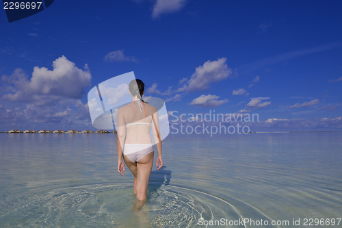 Image of happy woman enjoy  summer time