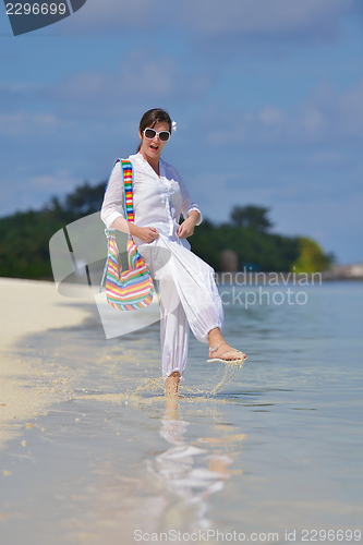 Image of happy woman enjoy  summer time