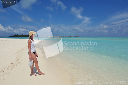 Image of happy woman enjoy  summer time