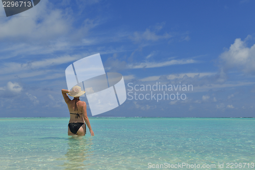 Image of happy woman enjoy  summer time