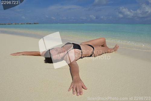 Image of happy woman enjoy  summer time
