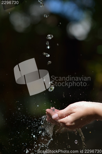 Image of water stream on woman hand