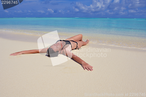 Image of happy woman enjoy  summer time