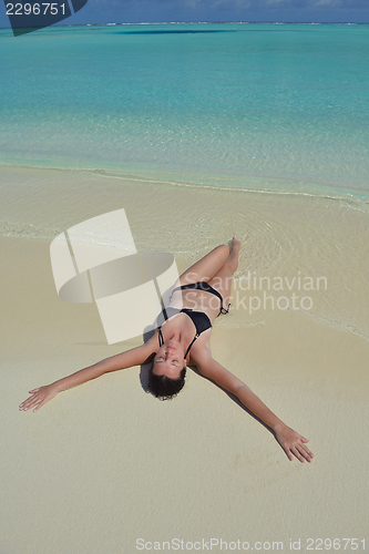 Image of happy woman enjoy  summer time