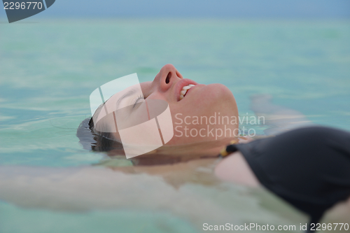 Image of happy woman enjoy  summer time