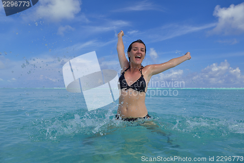 Image of happy woman enjoy  summer time