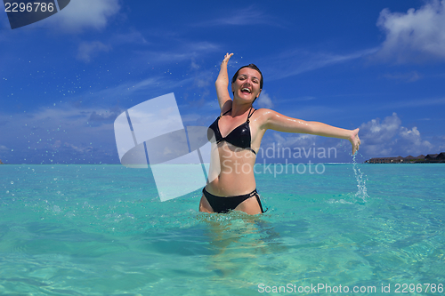 Image of happy woman enjoy  summer time