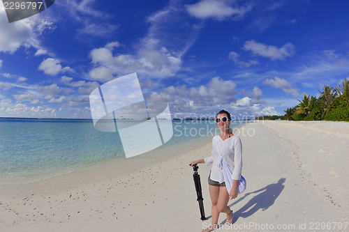 Image of happy woman enjoy  summer time
